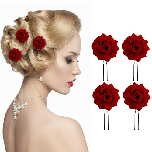4 Pezzi Fermagli per Capelli Rose,forcine per