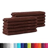 SUPERTOLL 10er Pack Gästetücher, 30x50 cm zum Sonderpreis 100% Baumwolle in vielen Farben - 10er Pack Gästetuch, Gästetücher, 30x50 cm, Farbe Schokobraun