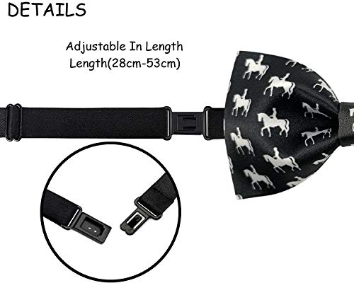 Image of GUUNIEE Men's Satin Silk Racehorse Bow Ties Pre-tied Solid Horse Racing Bowtie