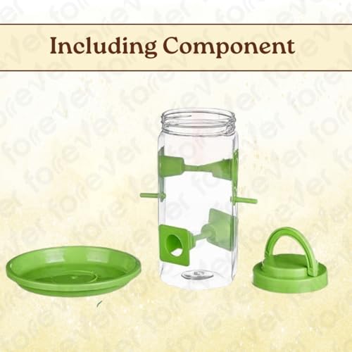 Image of FORREVER 2-in-1 Wild Bird Feeder & Waterer Combo - Hanging Green Feeder with Integrated Water Tray - Outdoor Bird Feeding Station for - Large Capacity & Easy to Clean (2 Feeder)