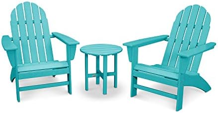 POLYWOOD Vineyard 3-Piece Adirondack Chair Set with Side Table, Aruba