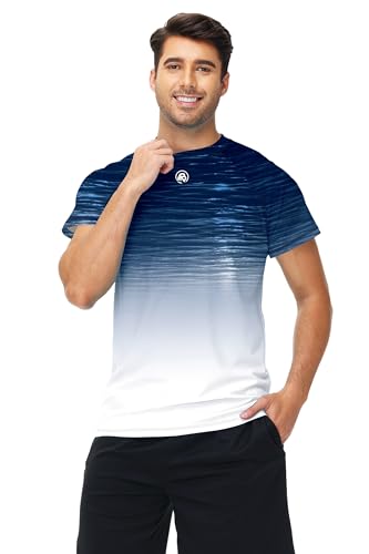 Image of AOBUTE Mens Swim Shirts Short Sleeve UPF 50+ Sun Shirt Quick Dry Rash Guard Fishing Swimming Shirt