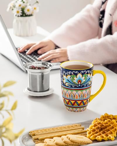 vancasso Teetasse mit Deckel und Sieb, 540ml Keramik Teetasse Groß, Schöne Tassen mit Siebeinsatz Für Losen Tee… – Ansicht 6