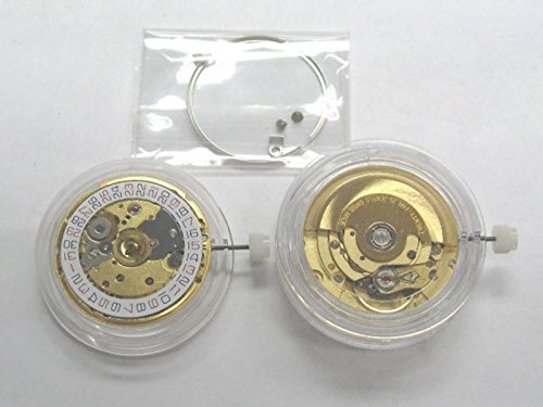 Image of GENUINE ETA 2824-2 AUTOMATIC WATCH MOVEMENT 25 JEWEL DATE @3 GOLD NEW SWISS MADE