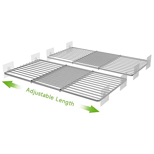 SOFRON Expandable Closet Shelves Organizers, Adjustable Shelf for Cabinet Rack Storage Wardrobe Divider Shelving for Closets Pantry Cupboard Kitchen Small 2 Pack