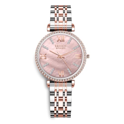 BRUNO MILANO Luxe Diamond Studded Bezel Watch for Women and Girls BRUNO MILANO Luxe Diamond Studded Bezel Watch for Women and Girls