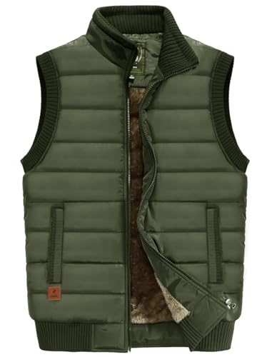 Image of VtuAOL Men's Outerwear Vest for Men Winter Puffer Vests Fleece Lined Outdoor Warm Sleeveless Jackets
