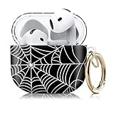 Compatible with AirPod 4th Generation Case Cover with Keychain, Full Protective Shockproof Wireless Headphone Case for Women Men Girl (Black Spider Web)
