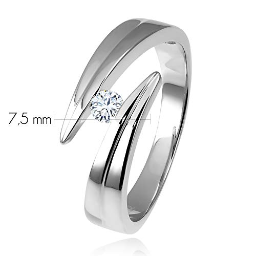 Diamond Line Diamant-Ring Damen Gold mit 1 Brillianten, Diamantring Lupenrein