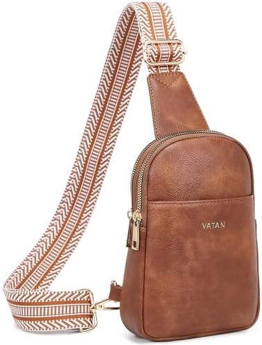 VATAN Small Sling Bag for Women Leather Crossbody Bags Fanny Pack Crossbody Chest Bags Purse