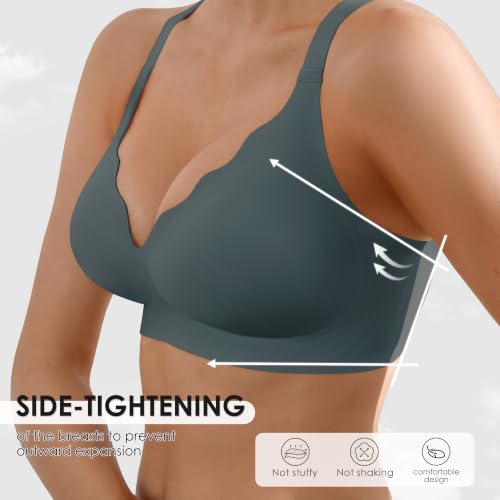 Image of Seamless Wireless Bra for Women with Support - No Underwire Full Coverage Push Up Comfort Bras - Back Fat Smoothing Bralettes
