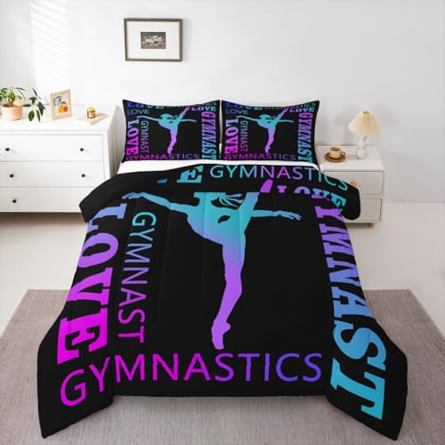 Feelyou Love Gymnastics Comforter Set for Girls Boys