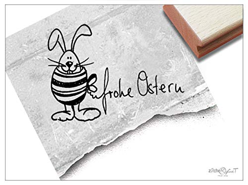 Handgefertigter Osterstempel 'Hase Auf Blume' Von ZAcheR-fineT | Tierstempel Zum Basteln, Für Karten & Scrapbooking