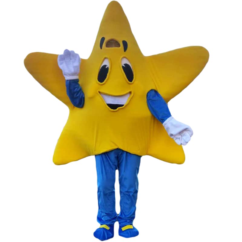 Yellow Five-Pointed Star Mascot Costume Cartoon Character Adult Size Real Picture