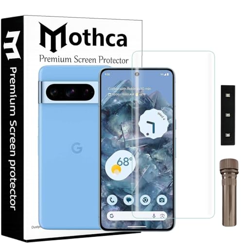 Image of Mothca Curved UV Tempered Glass Screen Protector for Google Pixel 7 Pro | Transparent | Pack of 1 | Full Screen Coverage with UV Installation Kit