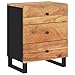 Industrial Bedside Cabinet with 3 Drawers, Solid Mango Wood Nightstand with Metal Legs for Modern Bedroom Storage Brown, 13.0 x 19.7 x 24.4 in