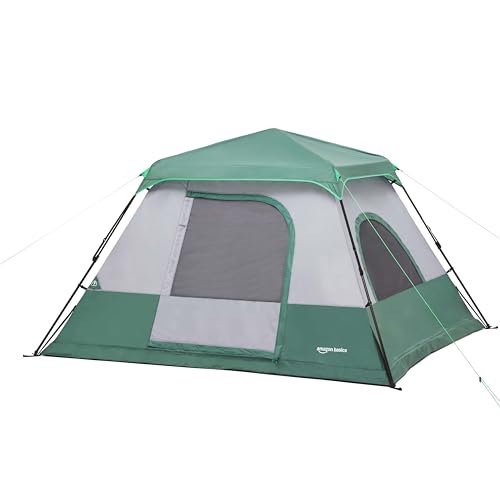 Amazon Basics Instant Camping Tent with Rainfly, Weather-Resistant, Quick Setup