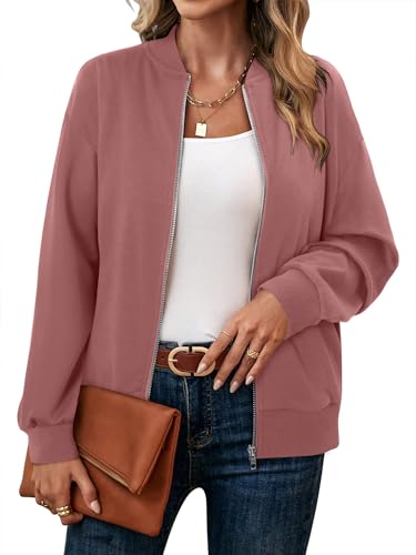 KISSMODA Womens Zip Up Jackets Sweatshirts Long Sleeve Casual Coat Outwear With Pockets