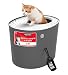 IRIS Top Entry Cat Litter Box with Cat Litter Scoop, Dark Gray & White