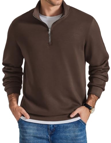 COOFANDY Mens Quarter Zip Pullover 3/4 Zip Pullover Polo Sweater Golf Shirt