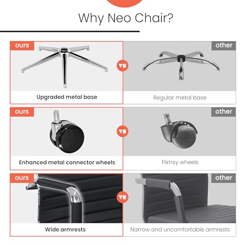 NEO-CHAIR-Office-Chair-Reception-Guest-Desk-Chairs-Conference-Ergonomic-Mid-Back-Leather-Modern-Executive-Ribbed-Height-Adjustable-Swivel-Rolling-Home-PU-Computer-2-Black