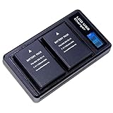 Lumos - Set de accesorios con 1 cargador dual y 2 baterías tipo EN-EL14A EN-EL14 para cámaras Nikon D3500, D3400, D3300, D3200, D3100, D5600, D5500, D5300, D5200 y D51 00 / CoolPix P7800 / P7700 / 7100 / 7000 y otros.