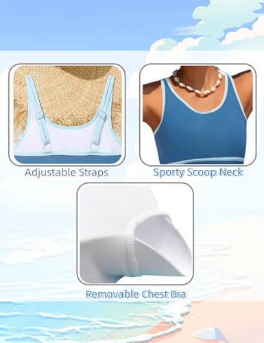 Image of Girls Swimsuits 3 Piece Bathing Suit Bikini Set with Sporty Shorts and Sunglasses Beach Swimwear for Girl 8-15 Years