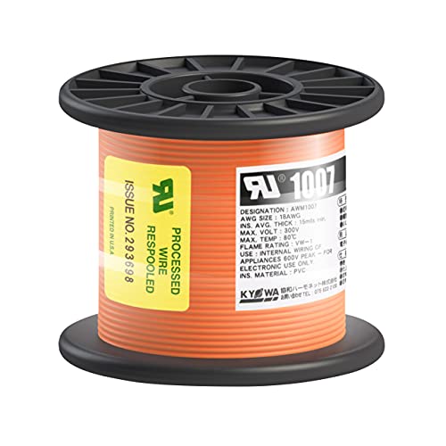 協和ハーモネット UL1007 AWG18 耐熱ビニル絶縁電線 リール巻 50m 橙