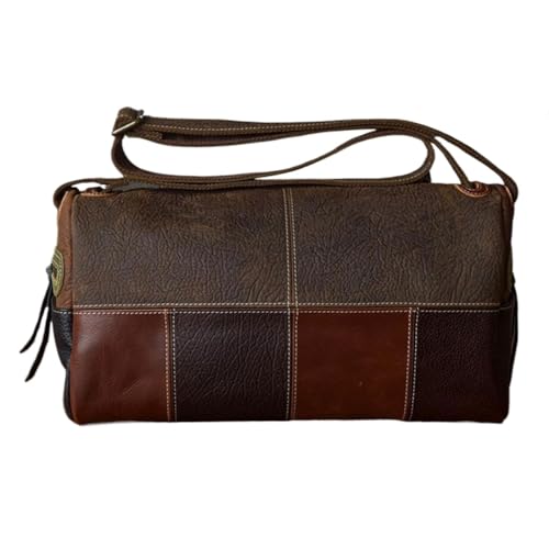 Retro Messenger Shoulder Bags Mens Waist Packs Genuine Leather Travel Bags Casual Daypacks Crossbody Bags 15Inch