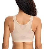 Lemorosy Damen Vorne Vershcluss Große Größen Vollschalen Rückenstütze BH(Beige,95D)