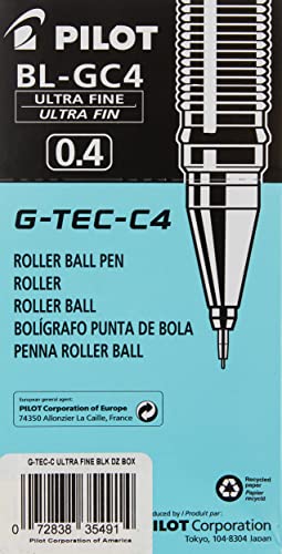 Pilot G-Tec-C Gel Ink Rolling Ball Pens, Ultra Fine Point (0.4Mm), Black Ink, 12-Pack (35491) #TOP2