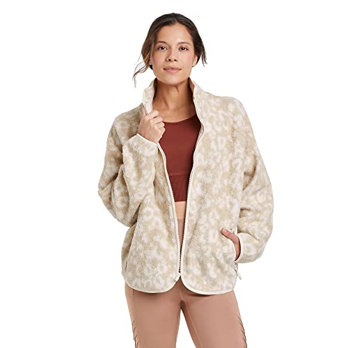 All in Motion Women's Sherpa Cropped Jacket - (Beige, Medium)