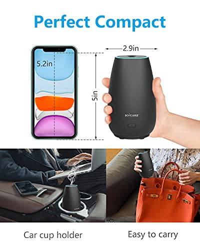 Soicare Car Diffuser (2Nd Generation), Small Portable Car Essential Oil Diffuser With Built-In Usb Cable, Mini Aromatherapy Air Scent Humidifier Diffuser For Travel/Office/Home (Elegant Black) #TOP4