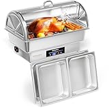 ROVSUN 9 QT Roll Top Electric Chafing Dishes for Buffet,Stainless Steel Chafing Dish Buffet Set with Temperature Control Display,Chafers and Buffet Warmers with Full & Half Size Pan for Party Catering