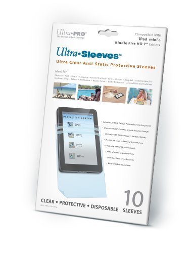 Ultra Pro Clear, Disposable Protective Sleeves for iPad Mini, Kindle Fire HD 7" (10 Sleeves Per Pack)