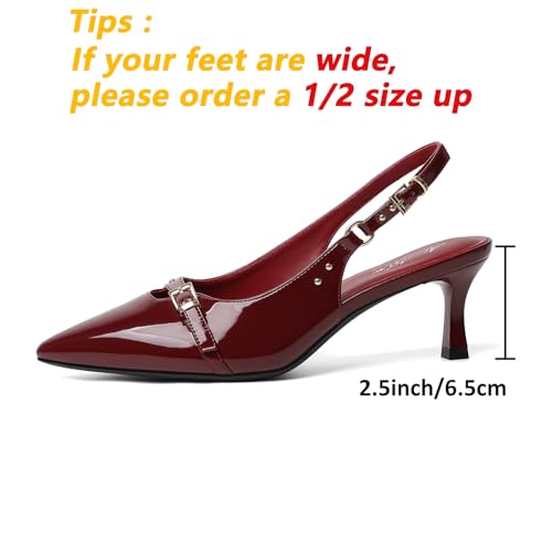 Image of Mostrin Kitten Heels for Women Slingback Pointed Closed Toe Heels Women's Pumps Shoes for Wedding, Party, Commuting