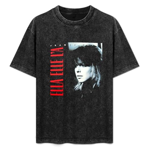 Photo de France Gall French Pop Singer Mens T-Shirt Black Graphic Unisex Tee Shirt XXL