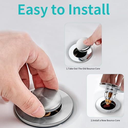 Universal Bathroom Sink Stopper with Hair Catcher, for 1.04-1.97 Inch Drain Hole, Spring Core Bathtub Drain Cover, Pop Up Sink Plug Basin Drain Strainer, Large Lid - Thumbnail 7