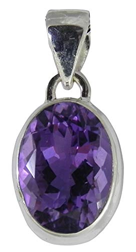 Pendentif ovale améthyste bijoux argent sterling collier femme violet