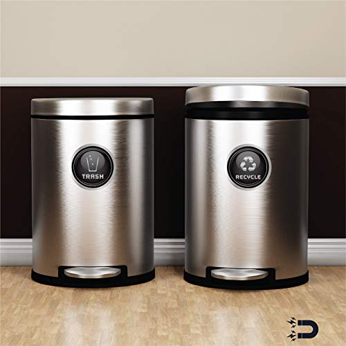 Recycle And Trash Logo Symbol - Elegant Golden Look For Trash Cans, Containers, And Walls - Laminated Vinyl Decal (X-Small - 2.75In X 2.75In, Silver Grey - Magnetic) #TOP3