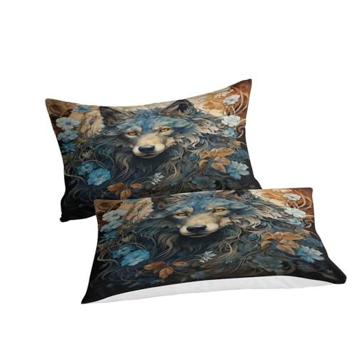 Housse de couette loup 220x240 parure de lit imprimé 3D microfibre