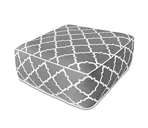 Fbts Prime Inflatable Footstool Ottoman Grey Square 23X9 Inch Patio Foot Stools And Ottomans Portable Footstool #TOP6