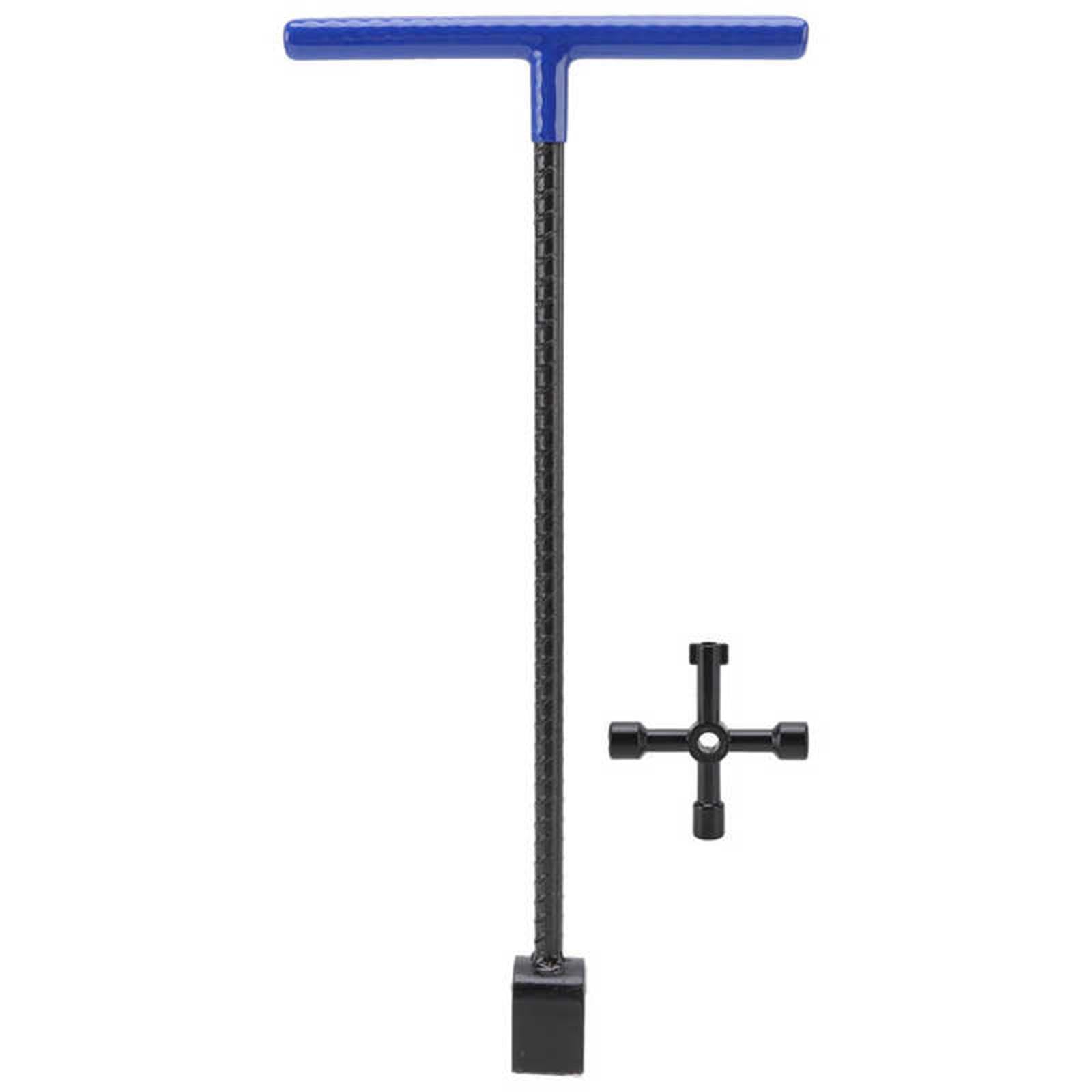 PUXZYAX Utility Tool for Valves T Handle Water Meter Key Wrench Sturdy 4 Ways Shut Off Situations Electricity 4 Ways Utility Tool for Valves Durable T Handle, Blue, 17 inch
