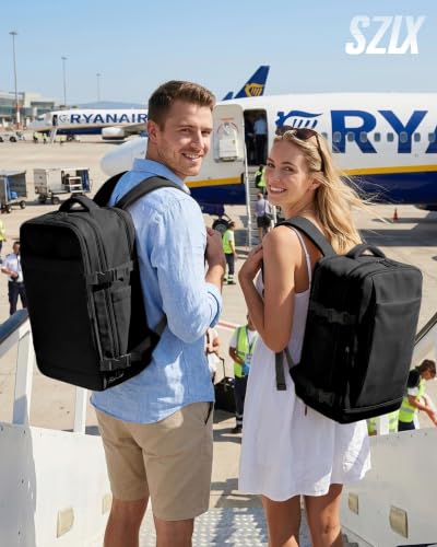 SZLX Sac à Dos Sous Vide Voyage 40x30x20 avec pompe Baggage Cabine 40x30x20 Ryanair Wizz air Transavia Bagage Cabine Sous Vide Bagage à Main Easyjet Sac Ordinateur Portable 14 pouces Femme Homme – Image 2
