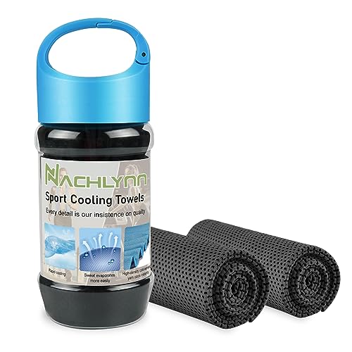 NACHLYNN 2pcs Cooling Towels for Neck and Face 40"x12" Cool Rags for Neck Instant Cooling Towel Soft Breathable Cold Cloths for Hot Weather Yoga Sports Running Fitness Workout Camping Golf