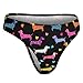 XUTSAKDCJ Women's Fashion No Show Thong Comfortable Black Dachshund Puppy Animal Dog Art Panties Workout Yoga Gym Seamless Thongs