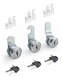 Bicafa 3 Packs Cabinets Locks with Keys, Keyed Alike Cam Lock for Mailbox Toolbox Replacement, 5/8 Inch