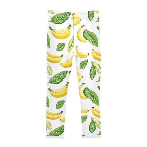 Wusikd Bananas Leaves Girls' Leggings Toddler Doodles Kids Yoga Pants Dance Active Tights 4T2