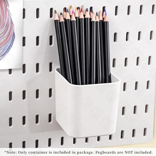 Image of ABOUT SPACE Peg Board Accessories Container for DIY Tools, Stationeries for Home Office Spoon, Knife Kitchen Storage and Display Bathroom Hook (White - L 7.7 x B 9 x H 8 cm)