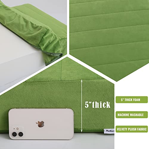 Memorecool Square Floor Pillow Seating For Adults Kids, Large Meditation Cushion Floor Pillow With Thick Foam & Soft Tufted Cover, Washable Big Pillow Seat Floor Cushion For Sitting Yoga 22" Green #TOP3